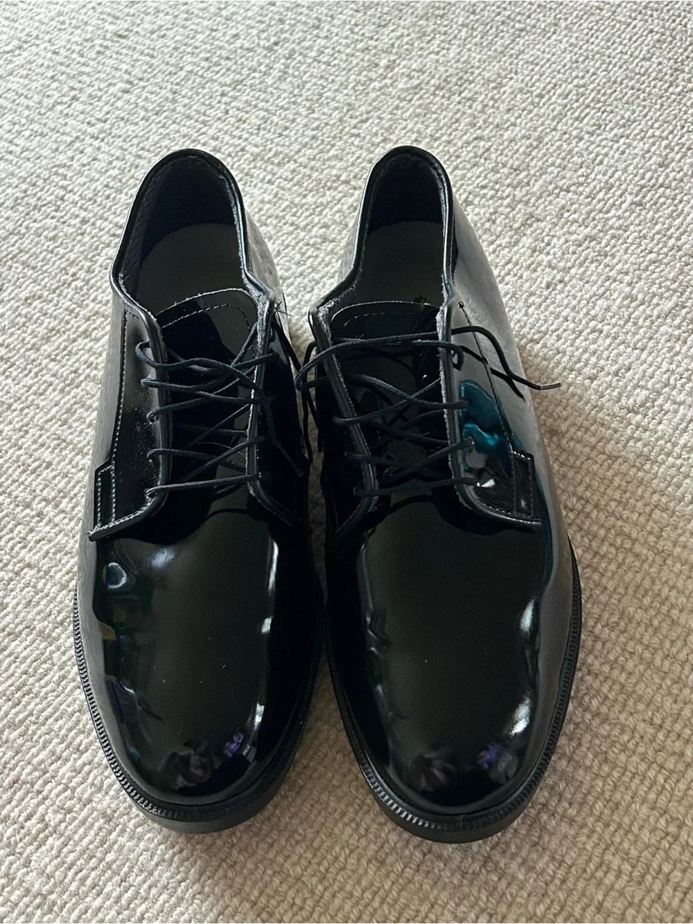 Men's Black Patent Derby Dress Shoes - Classic Lace-Up